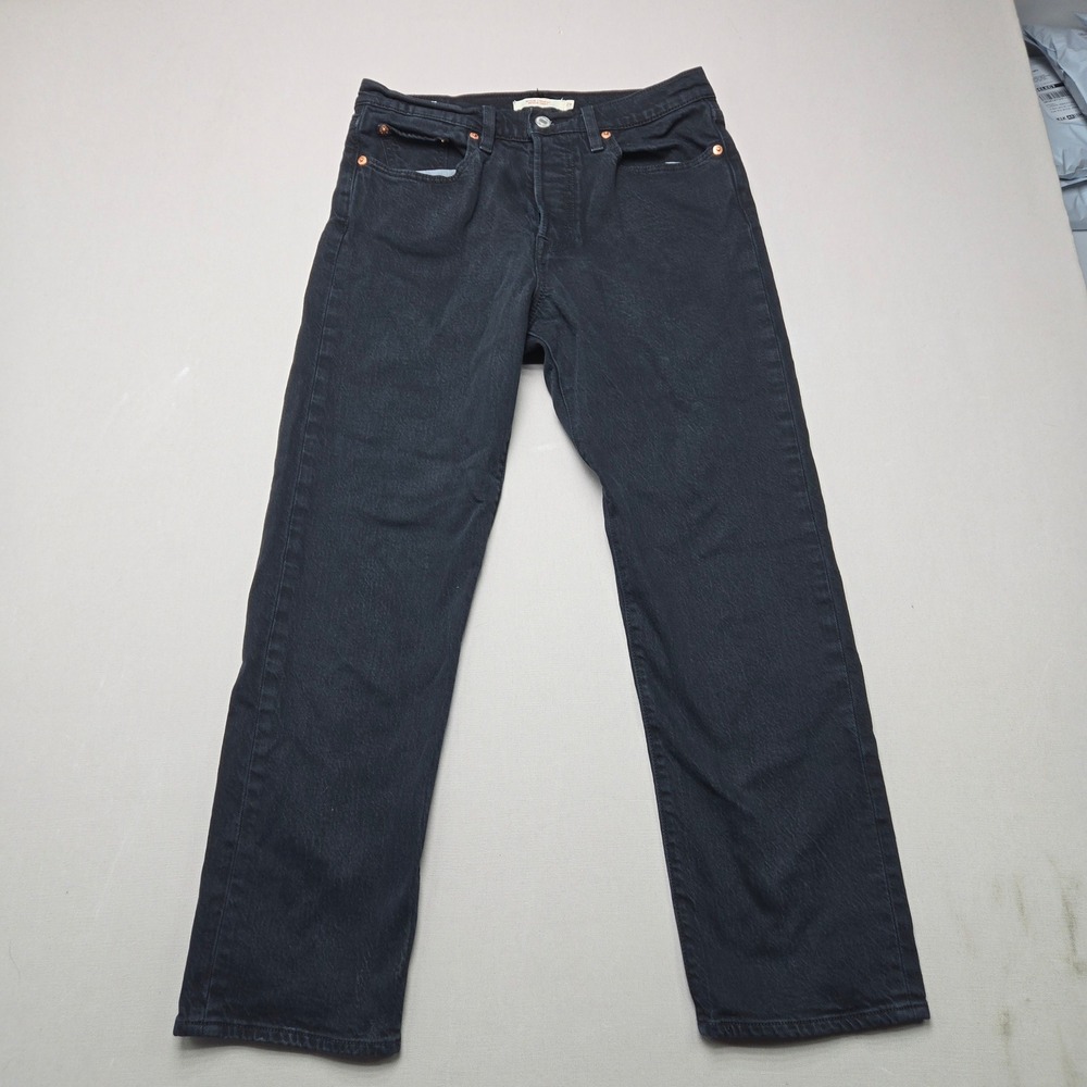 Levi's Big E Jeans Wedgie Straight High Rise Button Fly Black Denim Women 29